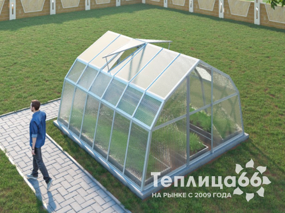 Теплица Рада Таймыр из поликарбоната, 3,5x4 метра, белая